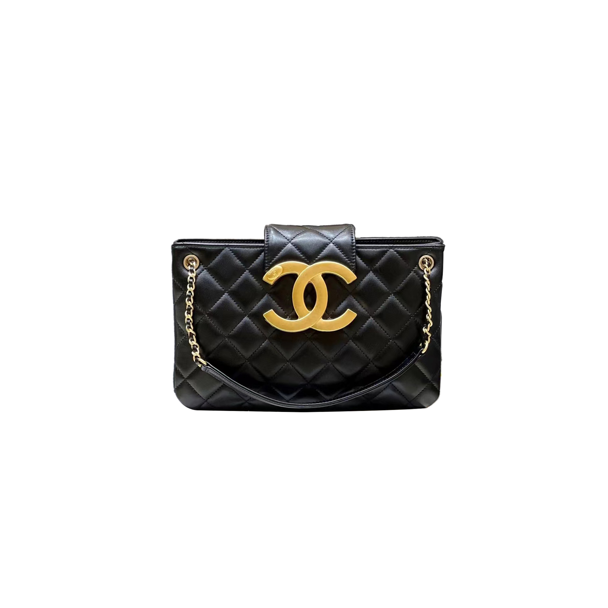 CHANEL TÚI CHANEL 24C BIG LOGO SHOULDER BAG MÀU ĐEN LAMBSKIN AS4603 (26.5*11.5*5cm)